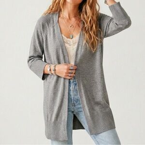 Aritzia WILFRED FREE Unwind Open Front Cardigan S Gray Wool Cotton Blend Sweater